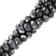 Faceted glass beads 3x2mm disc - Black silver-pearl shine coating